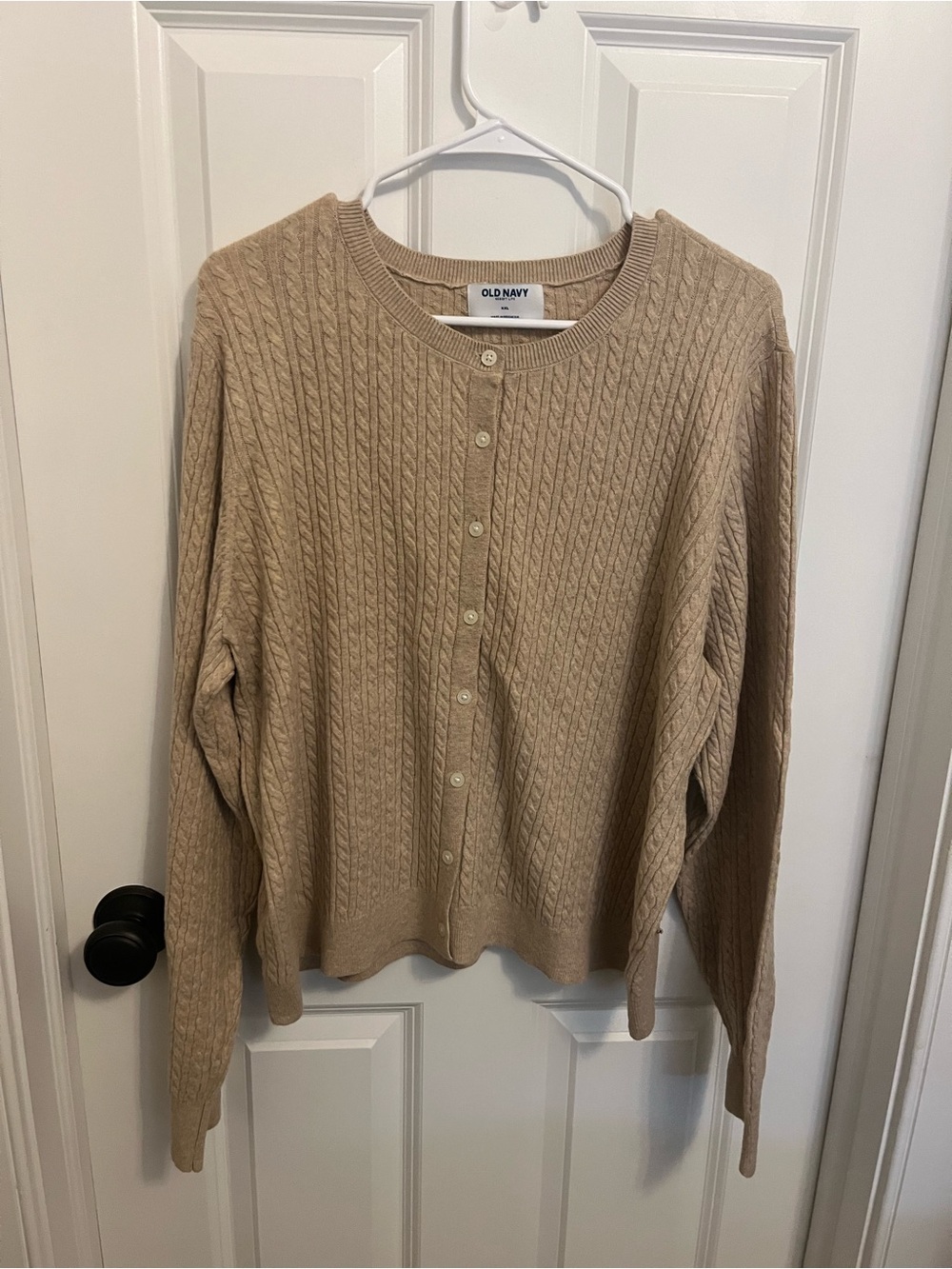 Old Navy Women's Tan Cable-Knit Button Front Cardigan